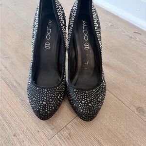 Aldo Sparkling Black and Silver Heels